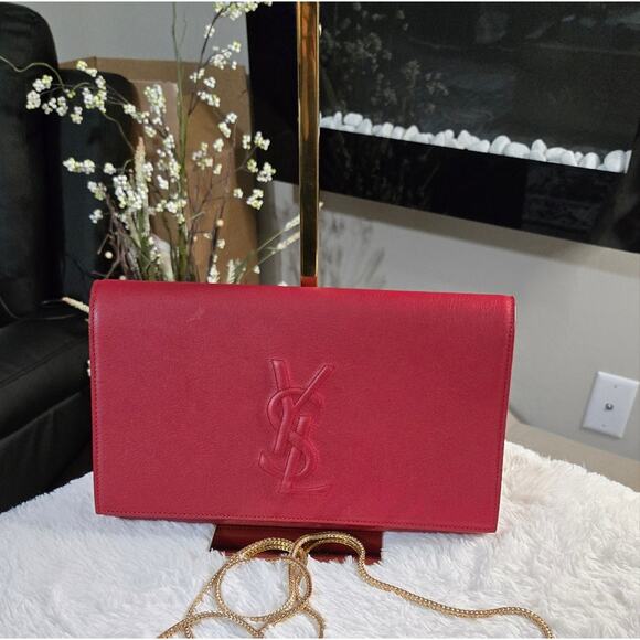 🔥 Saint Laurent Belle de Jour Clutch Leather Large EUC